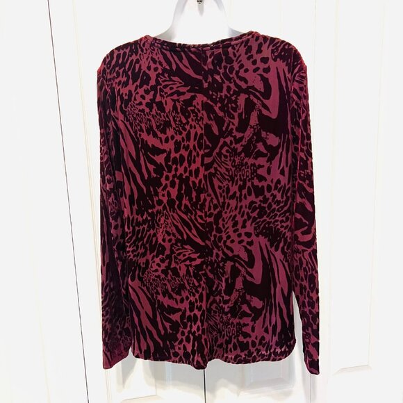 Simply Vera Vera Wang Women's Long Sleeve Burnout Velvet Lined Blouse-Large - Picture 8 of 13